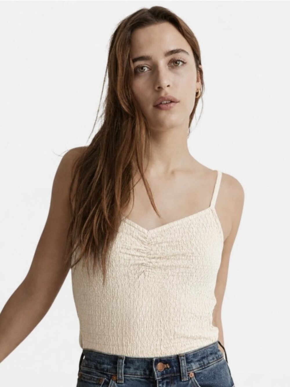 Madewell Crinkled Ruched-Front Cami Tank Top